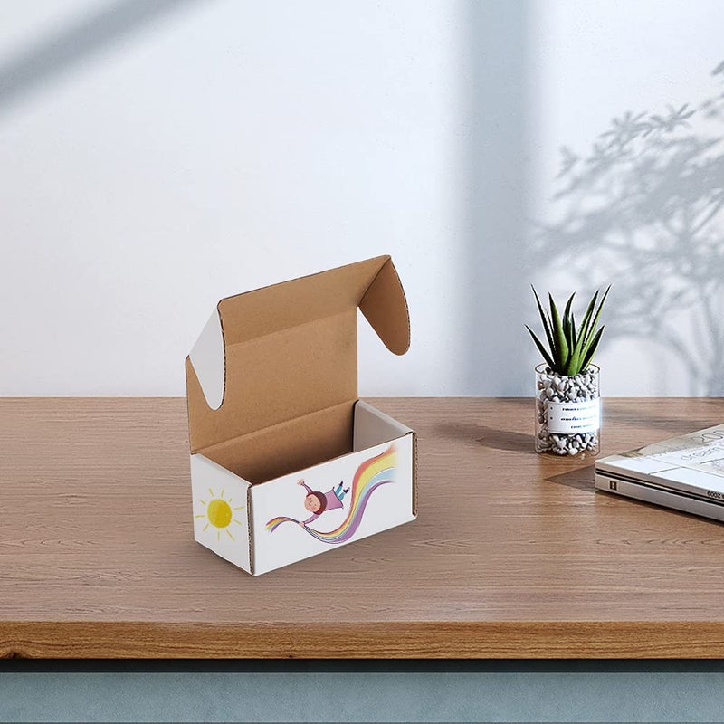 RLAVBL 50 Pack 4.6x2.2x2.2 Inches Small Shipping Boxes White Corrugated Cardboard Box for Small Business  Shipping  and Packing - Image 3
